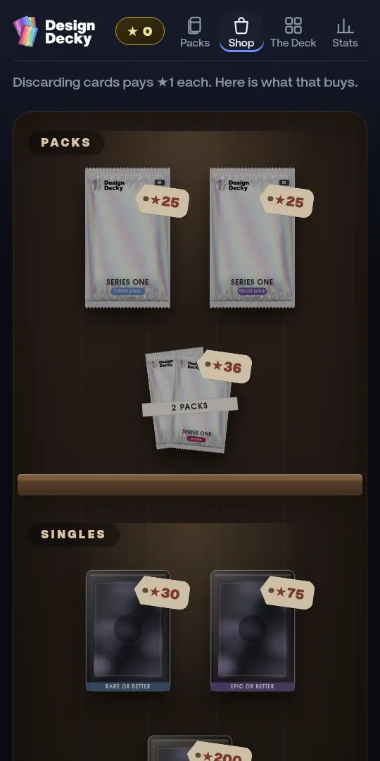 The shop, where stars buy packs and singles